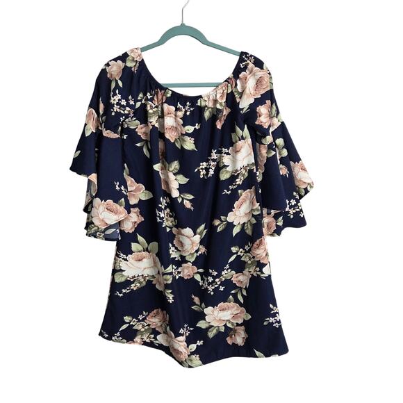Acesnug floral off the shoulder dress women's size XL cute sleeves - Picture 1 of 8
